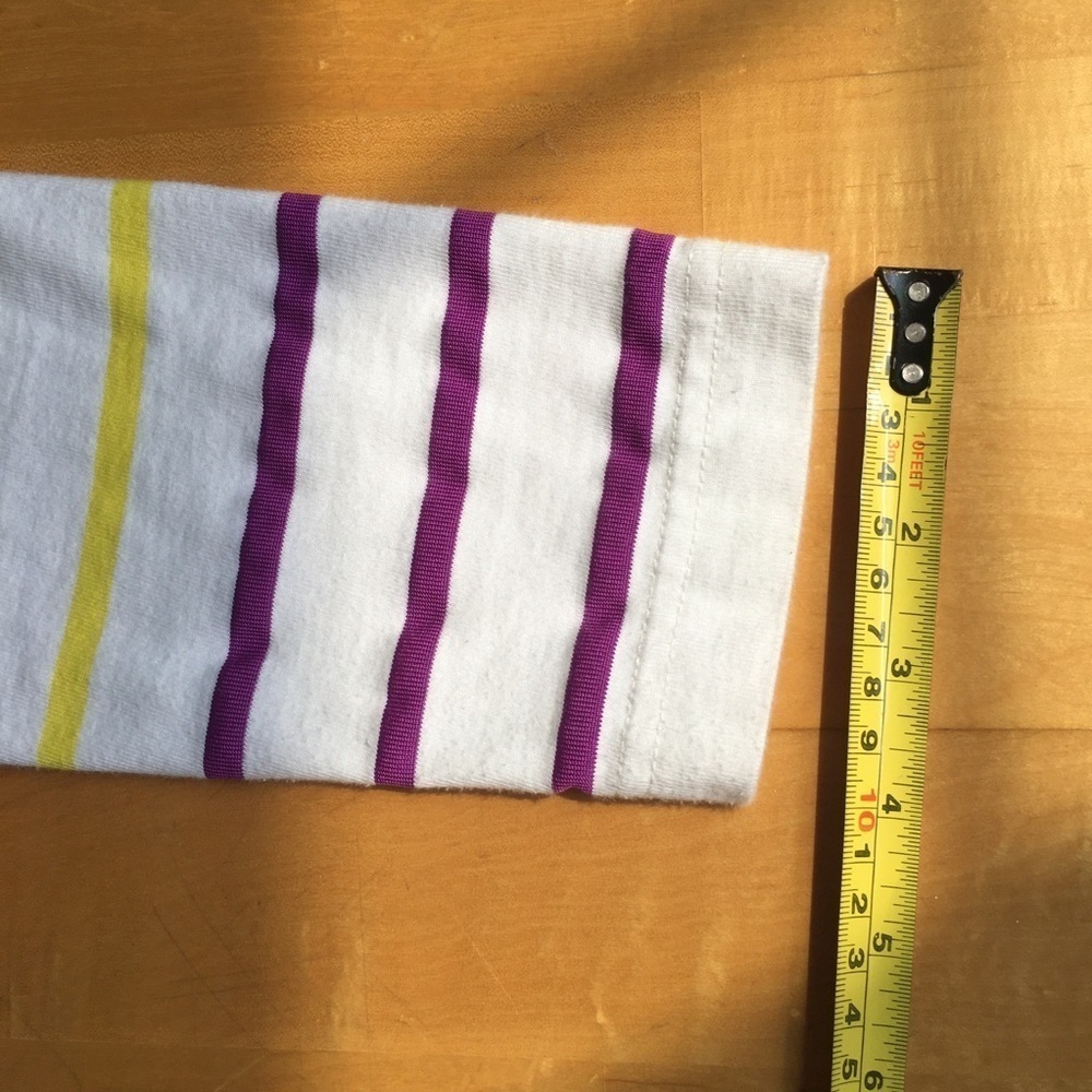 Marc by Marc Jacobs Striped, Three Quarter Sleeve Tee, Yellow, Purple, Size S - Picture 12 of 14